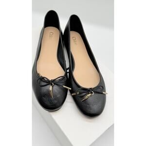 Chloe Iris Ballerina Leather Flat Shoes SZ: 37 W